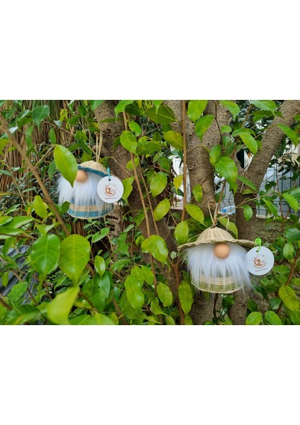 Rattan Hasır Peri Ledli Pilli Gnome Cüce 10 cm