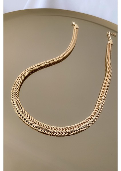 Gold Hasır Model Zincir Kolye