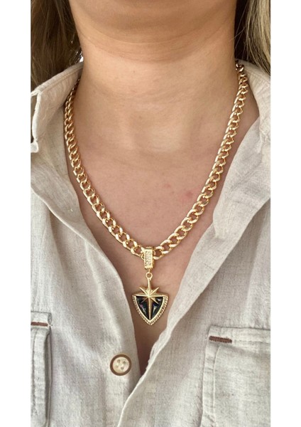 Taşlı Siyah Kutup Yıldızı Çelik Kolye fiyatları