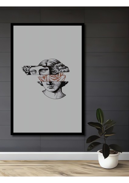 Çerçeve Görünümlü Dekoratif Ahşap Kare Çiçekli Büst Tablosu Ev/ofis/işyeri/salon/mutfak/banyo Tablo