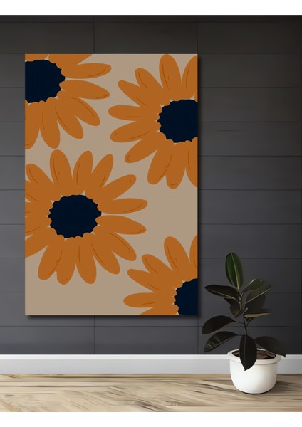 Dekoratif Ahşap Kare Turuncu Ayçiçekleri Tablosu Ev/ofis/işyeri/salon/mutfak/banyo Tablo