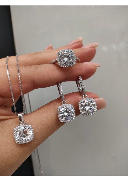 Eg Takı Aksesuar 925 Ayar Gümüş Kare Takım fırsatları