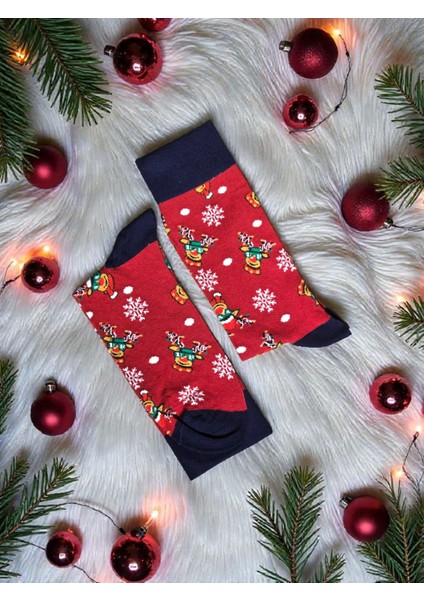 - Yılbaşı Temalı Unisex Çorap – Desenli Özel Tasarım (Hediye Paketli)