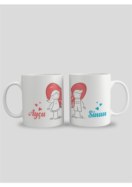 Sevgililer Gününe Özel| Kişiselleştirilebilir 14 Şubat Hediye Çift Kupa Bardak Seti