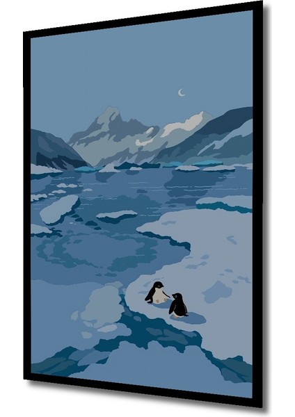 Çerçeve Görünümlü Dekoratif Ahşap Kare Penguenlerin Bulusması Tablosu Ev/ofis/işyeri Tablo fiyatları