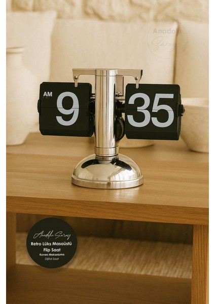 Retro Lüks Masaüstü Flip Saat Kuvars Mekanizma Pilli Ev Dekorasyon Dijital Saat fiyatları