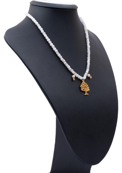 Ay Taşı Enerjisi ve Yaşam Ağacı Motifi Doğal Taş Kolye