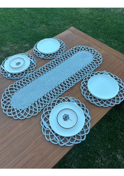 Homeinn 4 Kişilik Hasır Görünümlü Amerikan Servis ve Runner Takımı modelleri