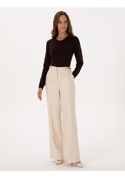 Kadın Kahverengi Comfort Fit Bisiklet Yaka Basic Kazak 50316393-VR029 fırsatları