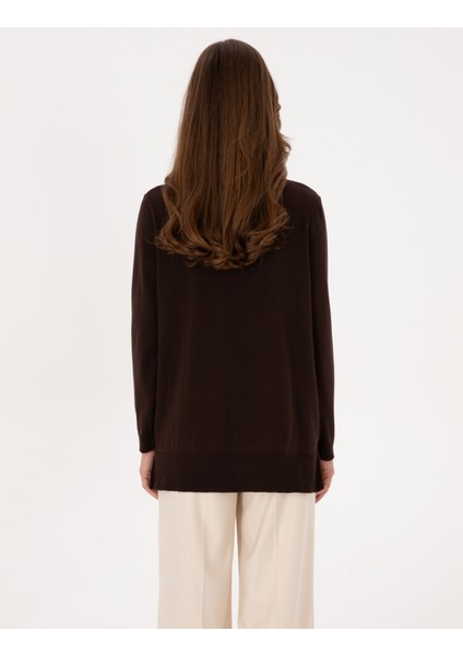 Kadın Kahverengi Comfort Fit Bisiklet Yaka Basic Kazak 50316393-VR029 indirimleri