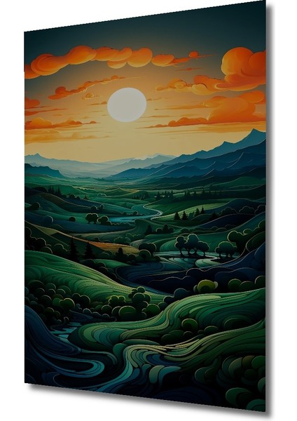 Dekoratif Ahşap Kare Güneşli Vadi Manzarası Tablosu Ev/ofis/işyeri/salon/mutfak/banyo Tablo fiyatları