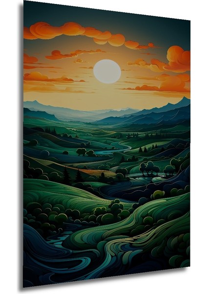 Dekoratif Ahşap Kare Güneşli Vadi Manzarası Tablosu Ev/ofis/işyeri/salon/mutfak/banyo Tablo modelleri