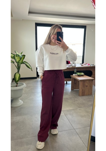 Bordo Modal Kumaş Eşofman Alt