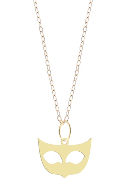 14 Ayar Altın Plakalı Maske Figürlü Özel Günler Için Hediyelik Altın KOLYE-866