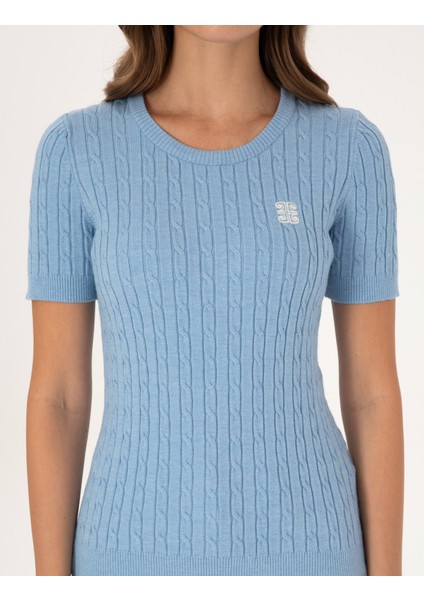 Kadın Mavi Slim Fit Basic Kazak 50317063-VR249