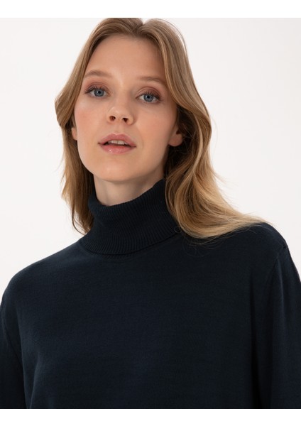 Kadın Lacivert Comfort Fit Tam Balıkçı Yaka Basic Kazak 50316385-VR033 fiyatları