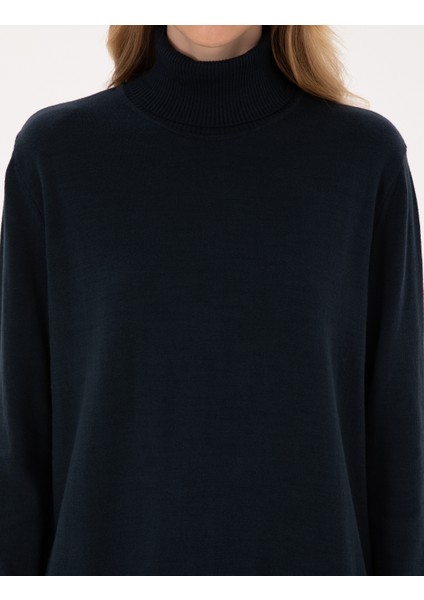 Kadın Lacivert Comfort Fit Tam Balıkçı Yaka Basic Kazak 50316385-VR033