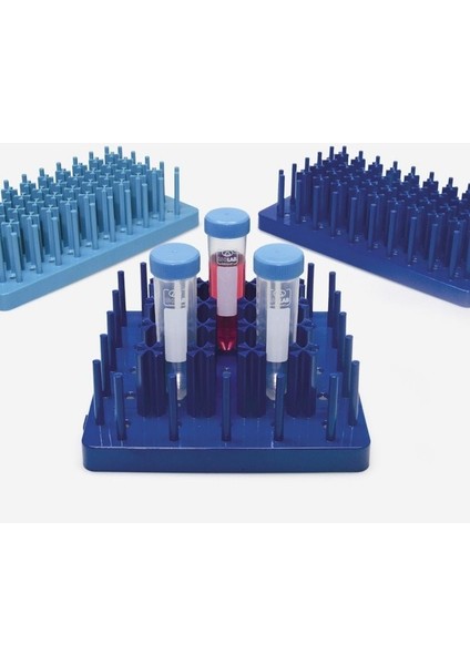 Tüp Stantları - 15&50 ml Konik Tabanlı Santrifüj Tüpler Için - Kirpi Tasarımlı Mavi - 15 ml
