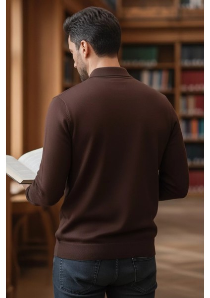 Polo Yaka Yarım Fermuarlı Erkek Triko Kazak P-00013251 fiyatları