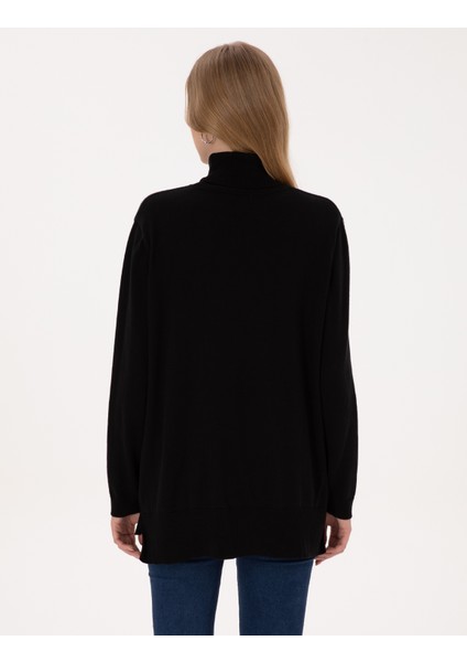 Kadın Siyah Comfort Fit Tam Balıkçı Yaka Basic Kazak 50316385-VR046 indirimleri