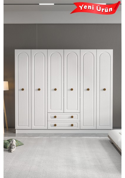 Bohem 6 Kapak 2 Çekmeceli Gardırop