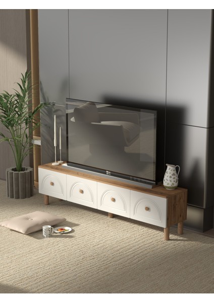 Bohem 180 cm 4 Kapaklı Tv Ünitesi Mdf Kapak Model 1 Tek Ebat