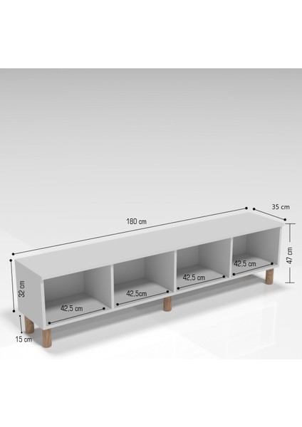 Bohem 180 cm 4 Kapaklı Tv Ünitesi Mdf Kapak Model 1 Tek Ebat