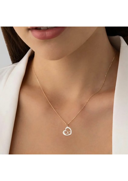 Altın Plakalı 14 Ayar Üç Kalp Motifli Doğum Günü Hediyesine Özel Altın KOLYE-857 fiyatları