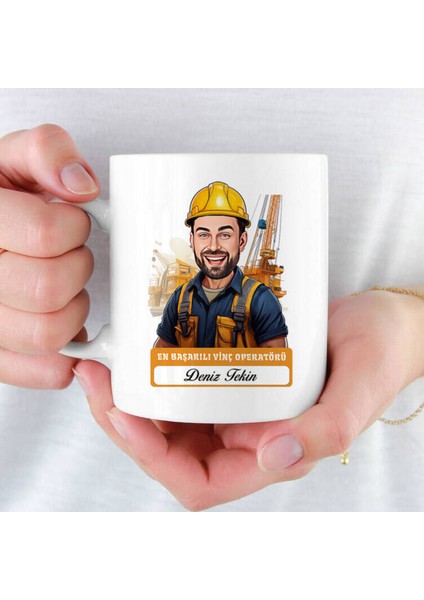 Mesleklere Özel Hediyelik|kişiselleştirilebilir Vinç Operatör Hediye Kupa Bardak