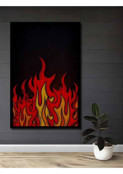 Çerçeve Görünümlü Dekoratif Ahşap Kare Alevlerin Dansı Tablosu Ev/ofis/işyeri Tablo