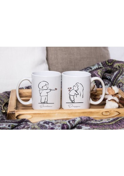 Sevgililer Gününe Özel| Kişiselleştirilebilir 14 Şubat Hediye Çift Kupa Bardak Seti