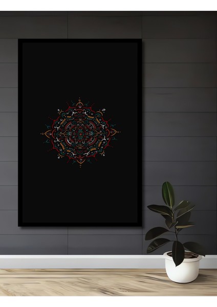 Çerçeve Görünümlü Dekoratif Ahşap Kare Mandala Deseni Tablosu Ev/ofis/işyeri Tablo