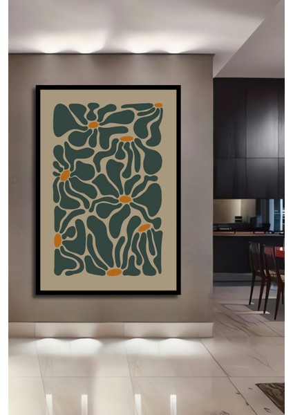 Çerçeve Görünümlü Dekoratif Ahşap Kare Organik Motifler Tablosu Ev/ofis/işyeri Tablo