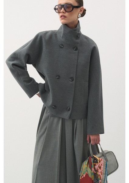 Kısa Kaşe Kaban Gri fiyatları