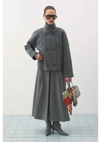 Kısa Kaşe Kaban Gri modelleri