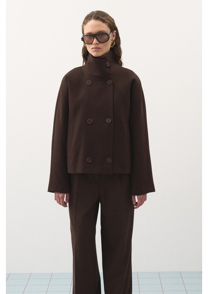 Kısa Kaşe Kaban Kahve modelleri