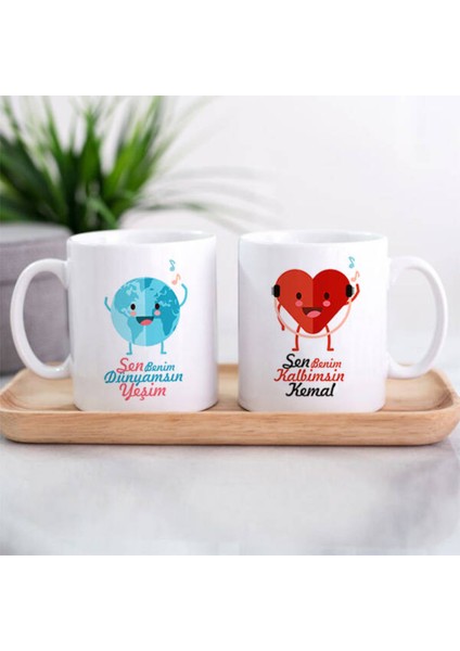 Sevgililer Gününe Özel| Kişiselleştirilebilir 14 Şubat Hediye Çift Kupa Bardak Seti