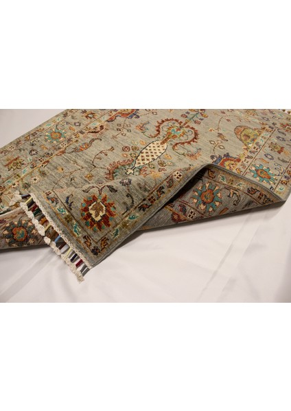 El Dokuma Afgan Halı Sultani Desenli Gri Renk 1 Metre Kare