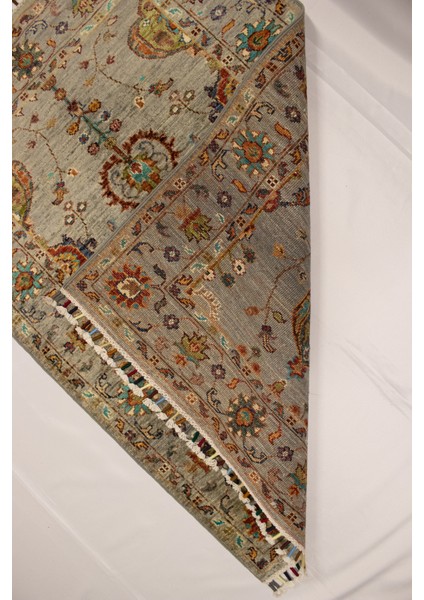 El Dokuma Afgan Halı Sultani Desenli Gri Renk 1 Metre Kare