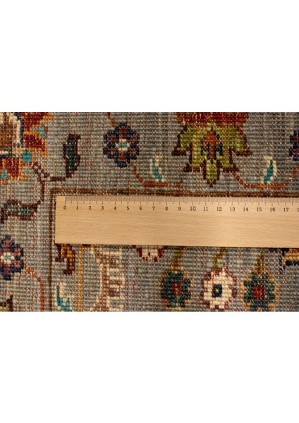 El Dokuma Afgan Halı Sultani Desenli Gri Renk 1 Metre Kare