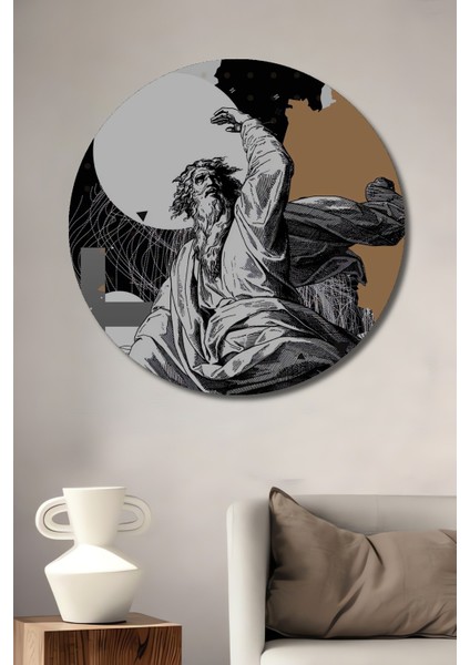 Dekoratif Ahşap Yuvarlak Tanrının Yükselişi Tablosu Ev/ofis/işyeri/salon/mutfak/banyo Tablo