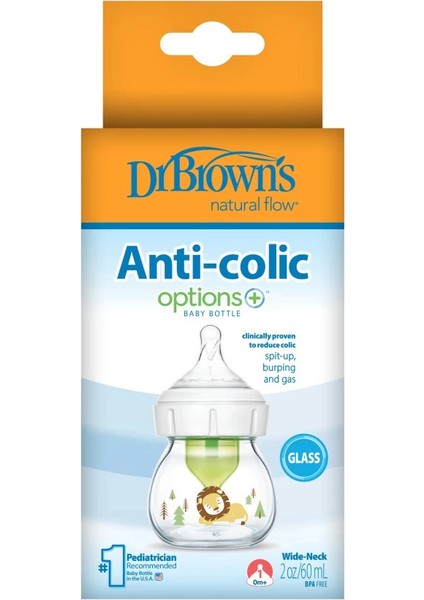 Bfs Dr Brown's Geniş Ağız Anti Kolik Options+ Cam Biberon 60 ml fiyatları