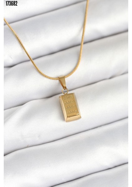316L Çelik Gold Renk Mini Külçe Altın Model Kolye