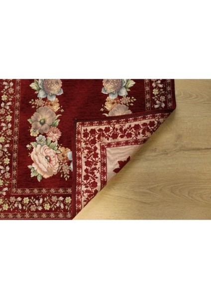 Kınay Bordo Jakarlı Dokuma Goblen Dekoratif Astarsız Saçaksız Şönilli Seccade 70*115 fiyatları
