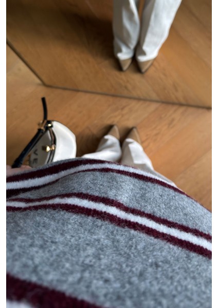 Çift Çizgili Tasarım Triko- Bordo modelleri