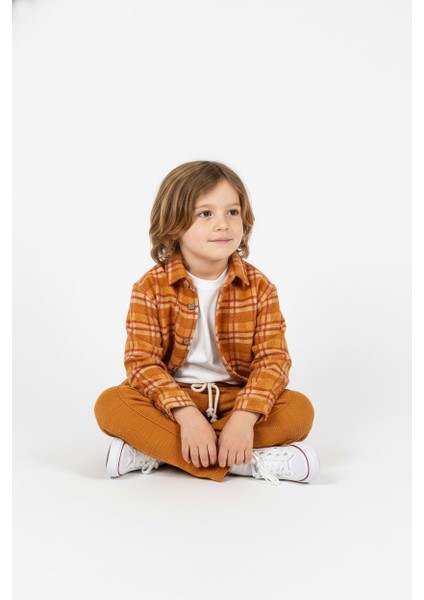 Turuncu Ekoseli Gömlekli 3lü Takım fiyatları