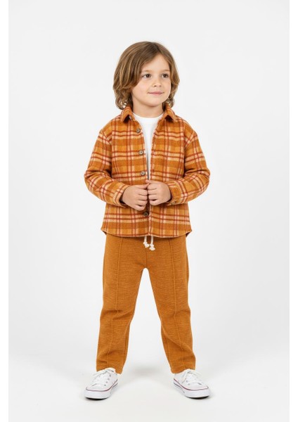 Turuncu Ekoseli Gömlekli 3lü Takım indirimleri