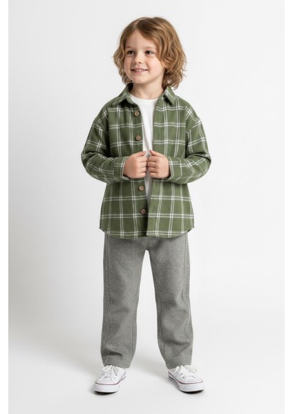 Haki Ekoseli Gömlekli 3 Lütakım