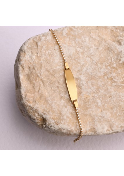 14 Ayar Altın Bebek Isimli Künye, Kişiye Özel Yeni Doğan Bebek Bilekliği