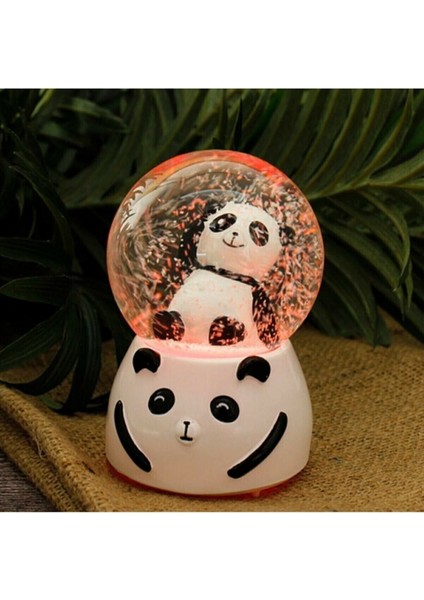 Orta Boy Panda Kar Küresi – Işıklı ve Müzikli Dekoratif Küre 12X8 cm